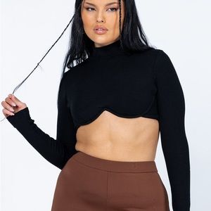 Black Turtleneck Bra Top